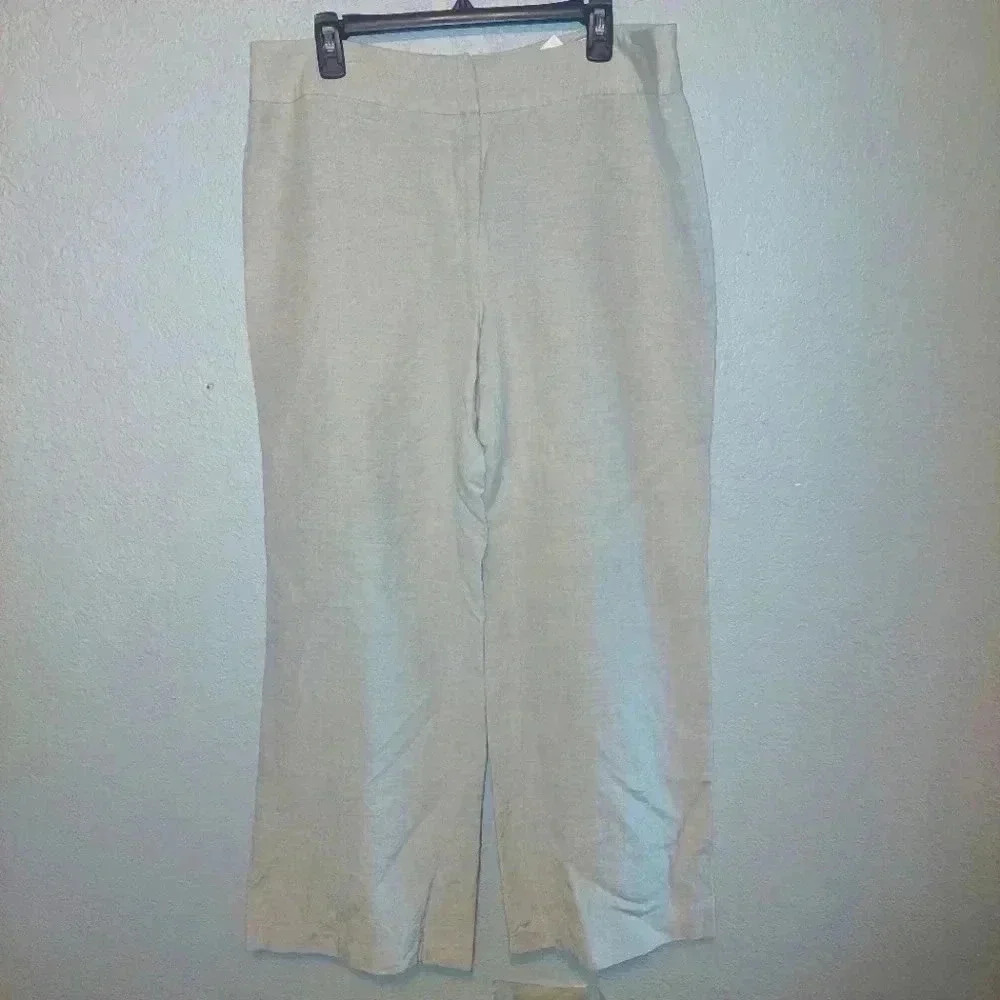 David N LINEN-BLEND Wide Leg Flat Front Pants Size 16